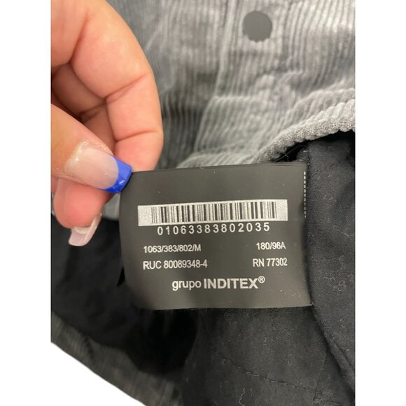 Zara Mens Overshirt Jacket Shirt Size M Gray Corduroy Shacket 1063/383 NWT - Picture 9 of 16